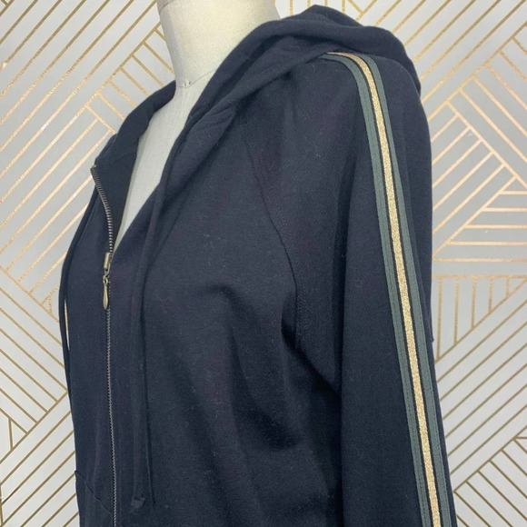 Johnny Was Calmè Metallic Stripe Zip-Up Hoodie in Black Size US XS - Picture 5 of 11
